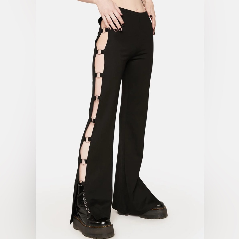 Edikted Open Ring Flared Pants - Black - Picture 2 of 4